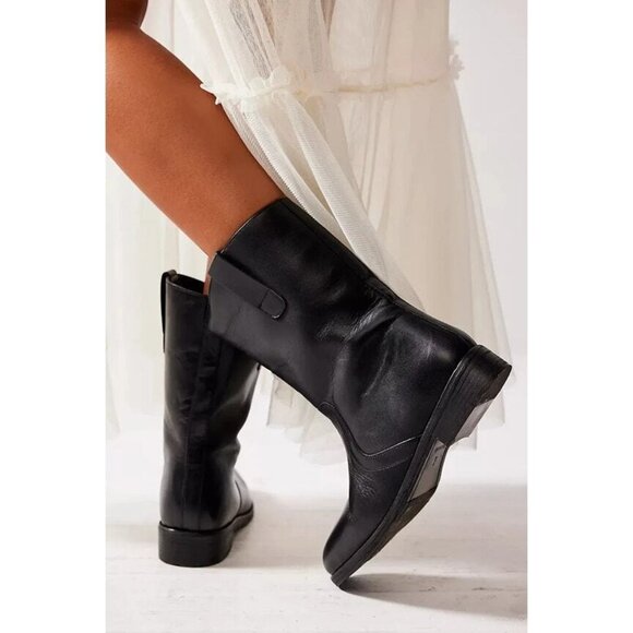 Free People Shoes - New Free People Black Leather Easton Equestrian Ankle Boots size 8.5